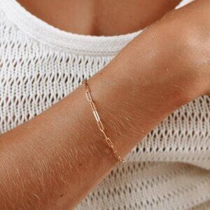Bracelet Gold Paperclip Chain WATERPROOF Stacking Bracelet Gold Chain Bracelet
